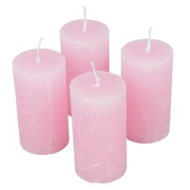   Rusztikus henger gyertya 50x90mm rózsaszín 4db/csom (db ár)