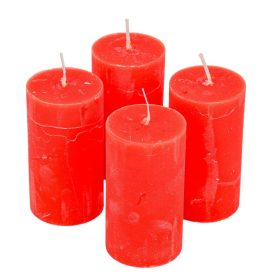   Rusztikus henger gyertya 50x90mm tűzvörös 4db/csom (db ár)