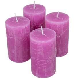   Rusztikus henger gyertya 60x100mm ciklámen 4db/csom (db ár)