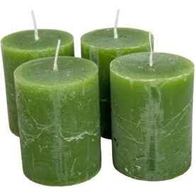   Rusztikus henger gyertya 60x80mm moha zöld 4db/csom (db ár)