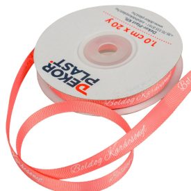   Boldog Karácsonyt feliratos ripsz szalag rózsaszín 1cmx20y