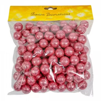 Glitteres polisztirol golyó rózsaszín 2cm 30g