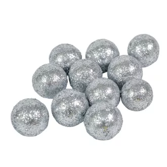 Glitteres polisztirol golyó ezüst 2cm 30g