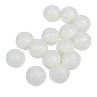 Glitteres polisztirol golyó fehér 2cm 30g