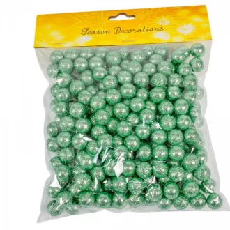 Glitteres polisztirol golyó menta 1,5cm 30g