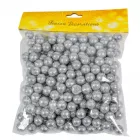 Glitteres polisztirol golyó ezüst 1,5cm 30g