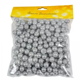 Glitteres polisztirol golyó ezüst 1,5cm 30g