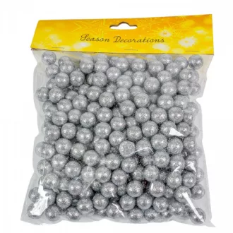 Glitteres polisztirol golyó ezüst 1,5cm 30g