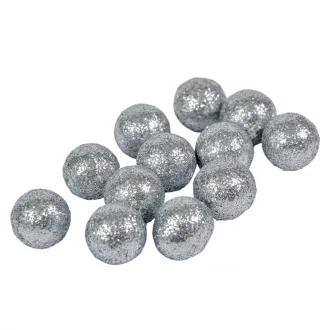 Glitteres polisztirol golyó ezüst 1,5cm 30g