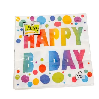 Szalvéta happy b day  3rét. 33x33cm 20db-os