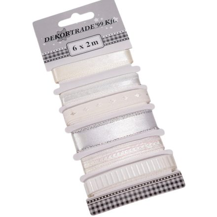 Szalag mintás fehér 2m 6db-os
