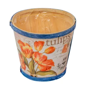 Tulipán mintás háncs kaspó bélelt D15x13,5cm 