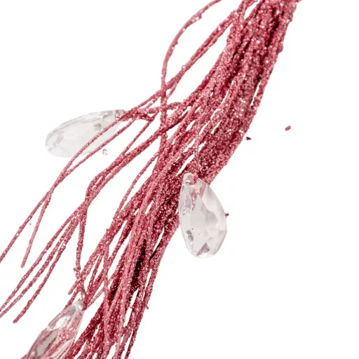 Glitteres dekor ág sztrasszal pink 44cm