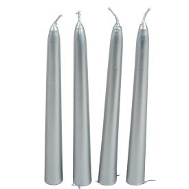 Metál spitz gyertya 195 mm ezüst 4db/csom (db ár)