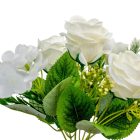 Rózsa, hortenzia csokor 5v. krém M25cm 48db/#