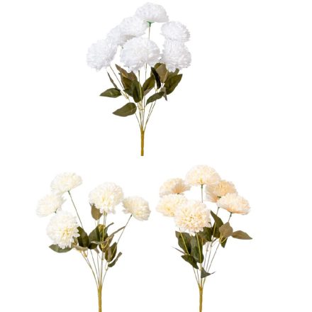 Krizantém csokor tépett krém-fehér M48cm 24db/#