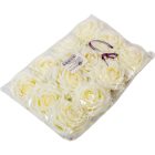 Gyémántrózsa virágfej krém D7cm 12db/csom