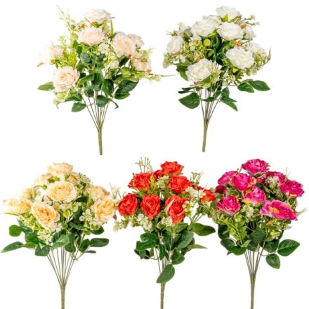 Rózsa csokor fodros 11v. mix M47cm