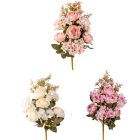 Rózsa,hortenzia csokor féloldalas 10v. mix M45cm 12db/#