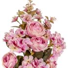 Rózsa,hortenzia csokor féloldalas 10v. mix M45cm 12db/#