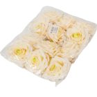 Rózsa virágfej krém zöld középpel D10cm 12db/csom