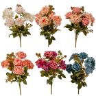 Rózsa, hortenzia csokor 7v. M41cm 24db/#