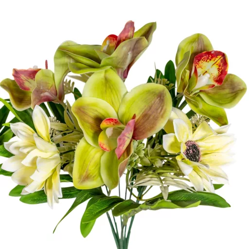 Orchidea, margaréta csokor 7v. mix M45cm 24db/#