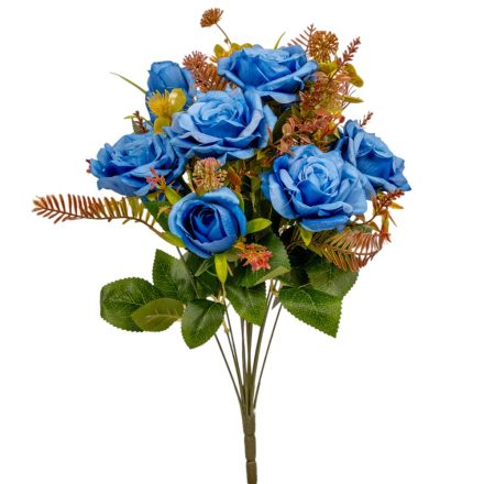 Rózsa csokor 9v. kék M45cm 12ágú 24db/#