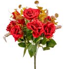 Rózsa csokor 9v. vörös M45cm 12ágú 24db/#