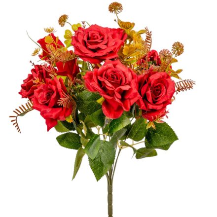 Rózsa csokor 9v. vörös M45cm 12ágú 24db/#