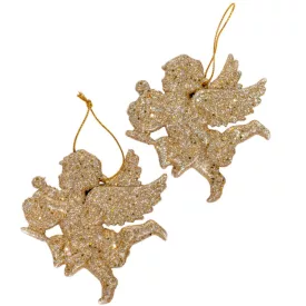 Angyal akasztós műa. glitteres arany 10cm 2db-os