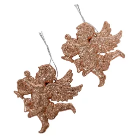 Angyal akasztós műa. glitteres rosegold 10cm 2db-os