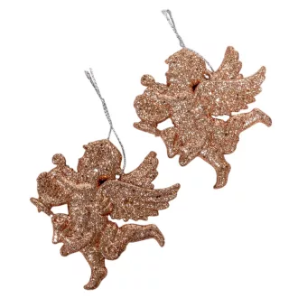 Angyal akasztós műa. glitteres rosegold 10cm 2db-os