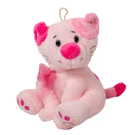 Plüss cica rózsaszín 15cm