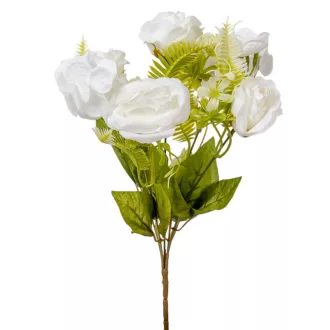 Rózsa hortenzia csokor 7v. krém M31cm 72db/#