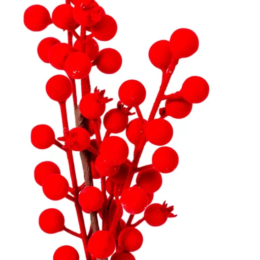 Flokkolt bogyós ág piros M47cm