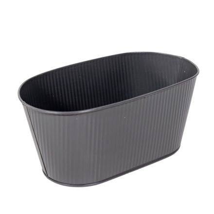 Astana ovális fém ültetőtál szürke M11x24,5x14cm