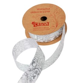 Karácsonyi szalag fehér-ezüst 2,5cmx10m