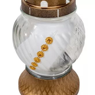 Strasszos gömb üvegmécses arany 40gr 19cm 8db/#