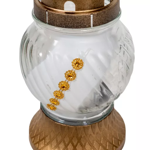 Strasszos gömb üvegmécses arany 40gr 19cm 8db/#