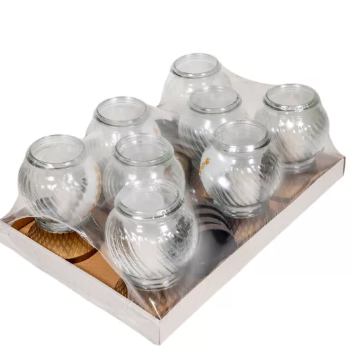 Strasszos gömb üvegmécses arany 40gr 19cm 8db/#