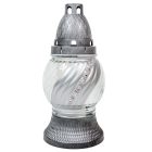 Strasszos gömb üvegmécses ezüst 40gr 21cm 10db/#