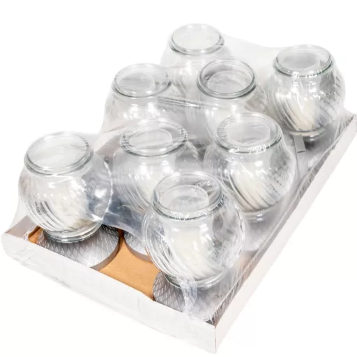 Strasszos gömb üvegmécses ezüst 40gr 19cm 8db/#