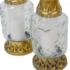 Szív mintás üvegmécses arany 70gr 24,5cm 8db/# 