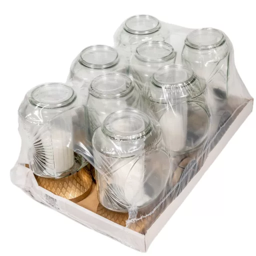 Kör mintás üvegmécses arany 70gr 26cm 8db/# 