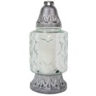 Szív mintás üvegmécses ezüst 70gr 24,5cm 8db/# 