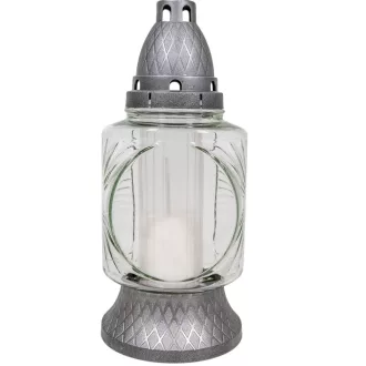 Kör mintás  üvegmécses ezüst 70gr 26cm 8db/# 