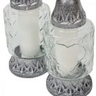 Szív mintás üvegmécses ezüst 70gr 24,5cm 8db/# 