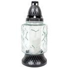 Szív mintás üvegmécses fekete 70gr 24,5cm 8db/# 