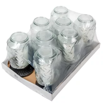 Szív mintás üvegmécses fekete 70gr 24,5cm 8db/# 